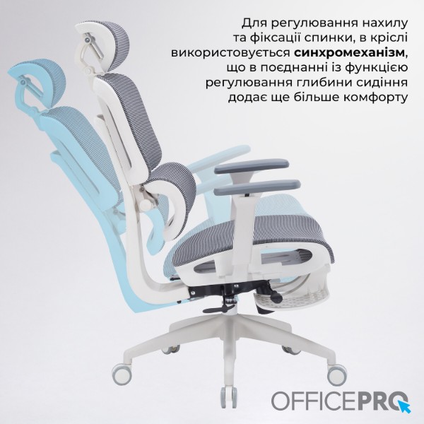 Фото - Кресло офисное OfficePro Skyline Footrest (OC750-W-DG-DG) White/Dark Gray