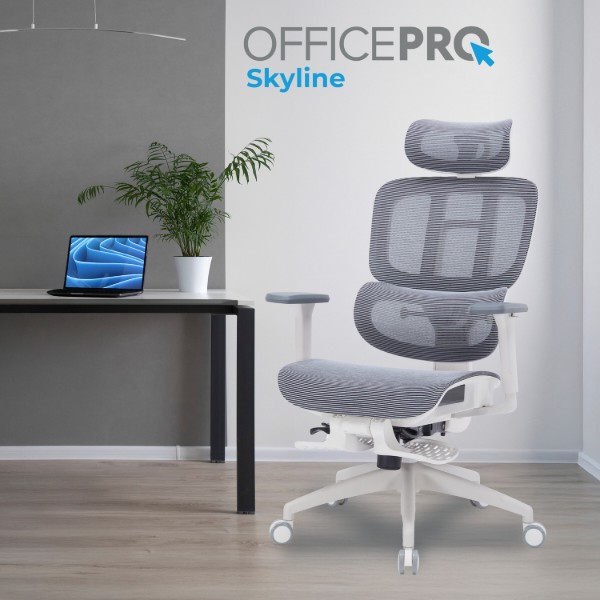 Фото - Кресло офисное OfficePro Skyline Footrest (OC750-W-DG-DG) White/Dark Gray