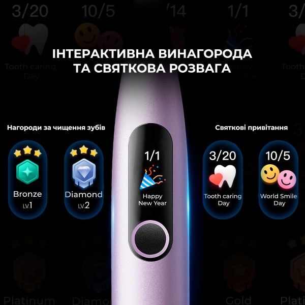 Фото - Зубна щітка електрична Oclean X Pro Digital Electric Toothbrush Purple (6970810553475)
