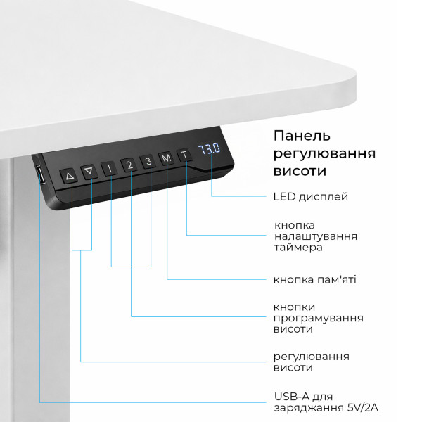 Фото - Стіл з електрорегулюванням висоти OfficePro ODE1880W White