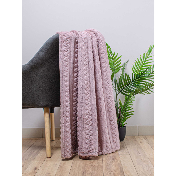 Фото - Плед полуторний Home Line ФЛІСОВИЙ 150х195 ФЛ. Щ310 ЖАКАРД КОСА ПУДРОВИЙ (187279)