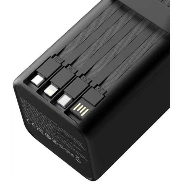 Фото - Батарея мобільна XO PR286 PD20W/QC22.5W Four Built-in Cables + LED Display & Flashlight 50000 mAh Black