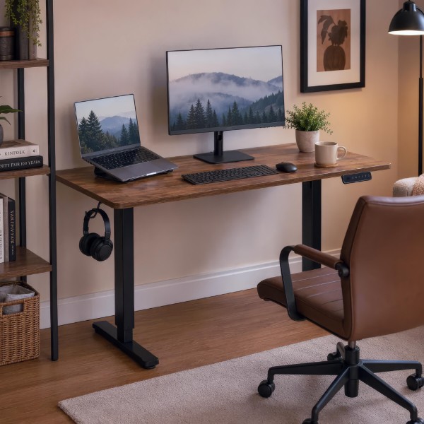 Фото - Стіл комп'ютерний OfficePro ODE1470DW Dark Wood/Black