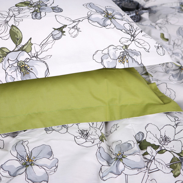 Фото - Наволочка MirSon Варена бавовна Поплін 00-1 Olive Flowers 70х70 см (2200009699115)