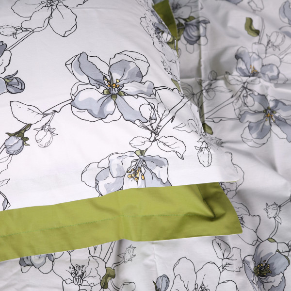 Фото - Наволочка MirSon Варена бавовна Поплін 00-1 Olive Flowers 70х70 см (2200009699115)