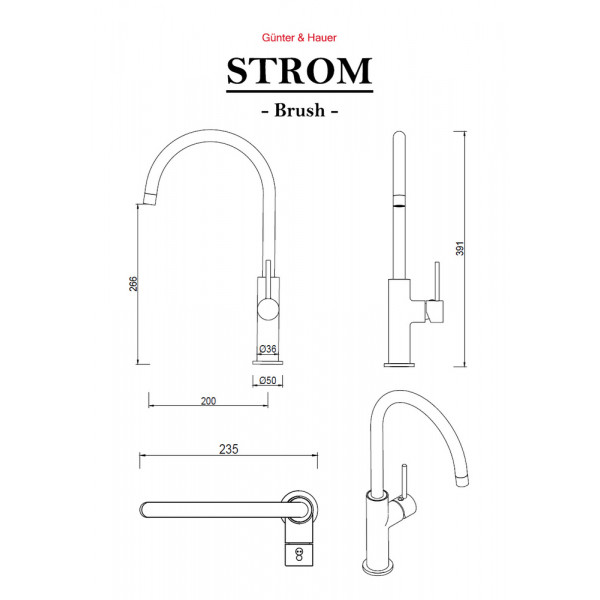 Фото - Кухонний змішувач Gunter & Hauer STROM Brush
