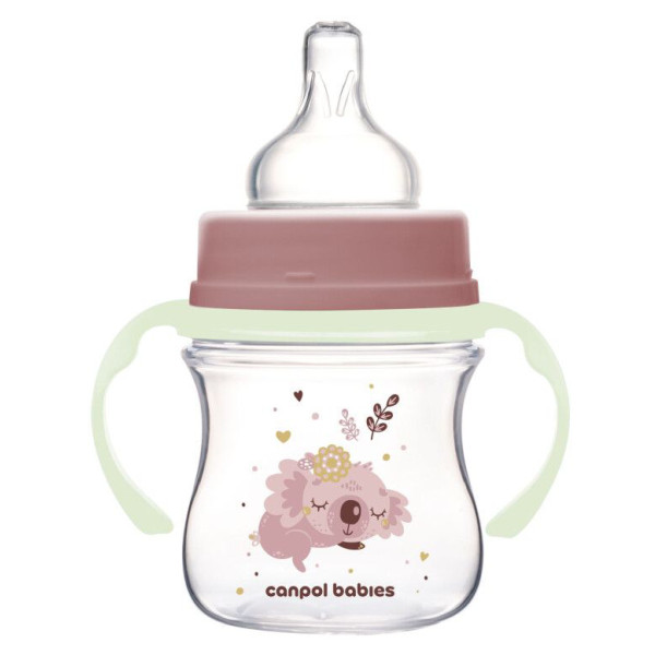 Фото - Пляшка для годування Canpol babies з широким отвором антиколікова Easystart Sleepy Koala 120 мл рожева (35/236_pin)