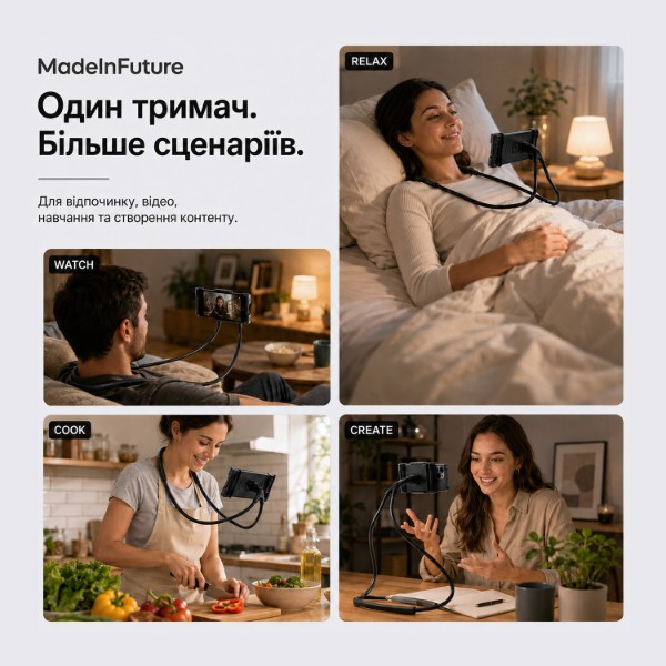 Фото - Подставка для мобильного устройства MadeInFuture T12 Black (MIF91916)