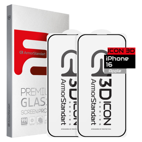Фото - Захисне скло для смартфону Armorstandart Icon 3D for iPhone 16 Black 2 шт. (ARM83511) Фото - Захисне скло для смартфону Armorstandart Icon 3D for iPhone 16 Black 2 шт. (ARM83511)