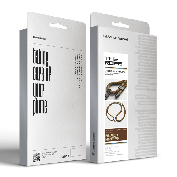 Фото - Ремінець для смартфону Armorstandart Rope Black Amber with Clear holder (ARM67204)