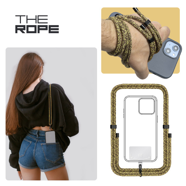 Фото - Ремінець для смартфону Armorstandart Rope Black Amber with Clear holder (ARM67204)