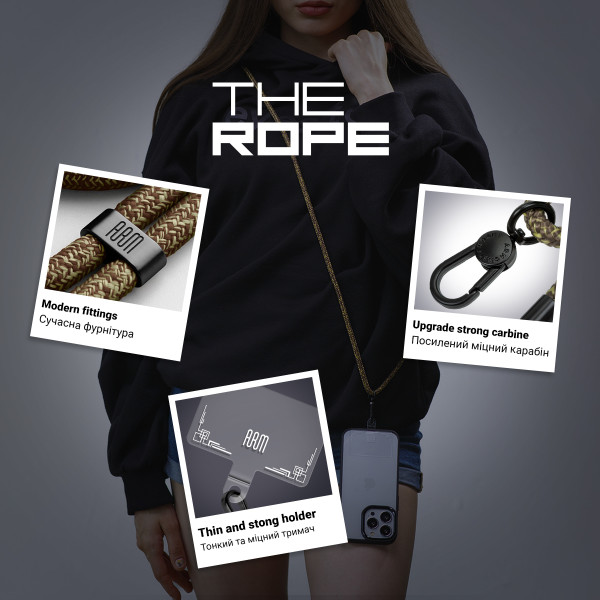 Фото - Ремінець для смартфону Armorstandart Rope Black Amber with Clear holder (ARM67204)