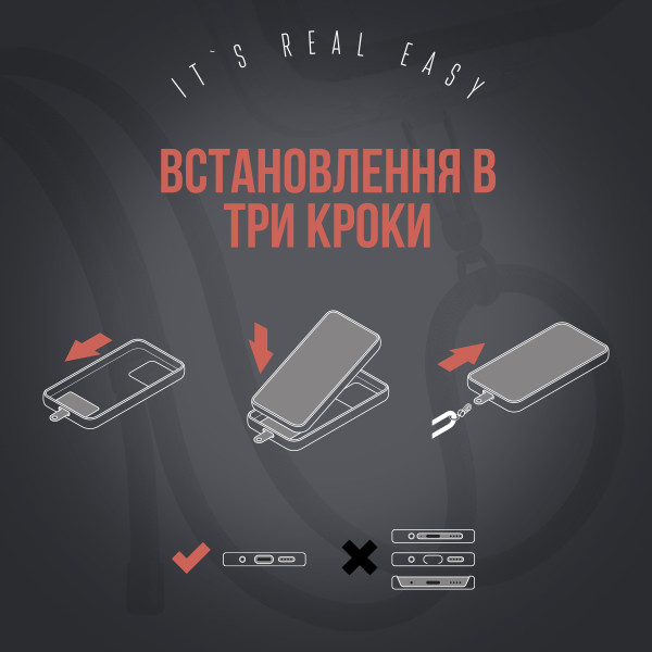 Фото - Ремінець для смартфону Armorstandart Rope Black Rose with Clear holder (ARM86563)