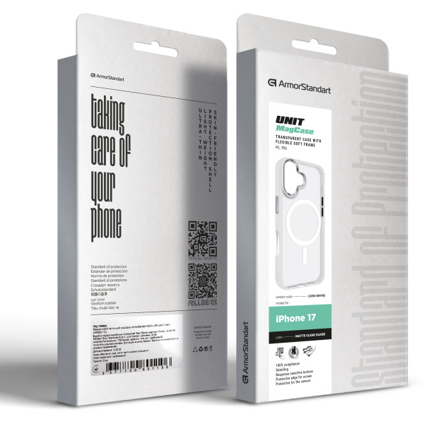 Фото - Чохол для смартфону Armorstandart Unit MagCase for Apple iPhone 17 Matte Clear Silver (ARM88998)