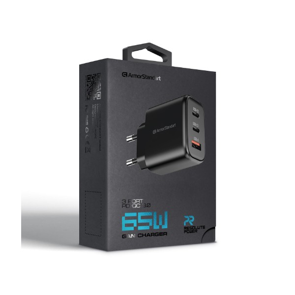 Фото - Сетевое зарядное устройство Armorstandart Resolute Power ARP-621 65W GaN Black (ARM70023)