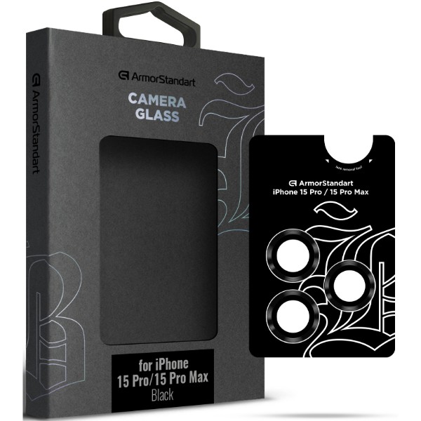 Фото - Захисне скло для смартфону Armorstandart для камери Supreme Black Icon for iPhone 15 Pro/15 Pro Max Black Titanium (ARM76591)