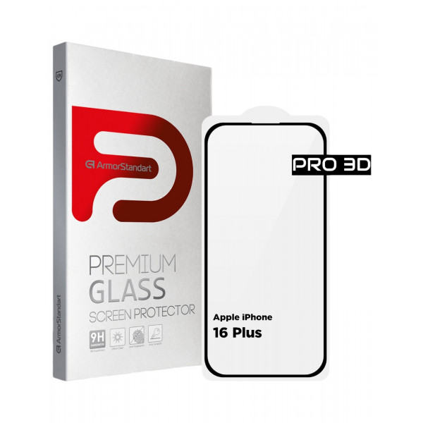 Фото - Захисне скло для смартфону Armorstandart Pro 3D for Apple iPhone 16 Plus Black (ARM78033) Фото - Захисне скло для смартфону Armorstandart Pro 3D for Apple iPhone 16 Plus Black (ARM78033)