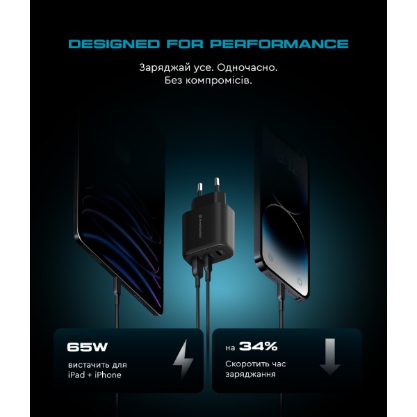 Фото - Сетевое зарядное устройство Armorstandart Resolute Power ARP-621 65W GaN Black (ARM70023)