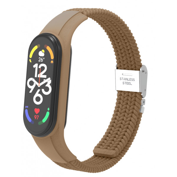 Фото - Ремінець для фітнес-браслету Armorstandart Braided Solo Loop for Xiaomi Mi Band 7/6/5/4 Beige (ARM81131)