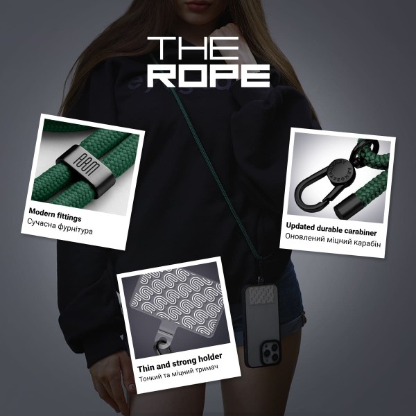 Фото - Ремінець для смартфону Armorstandart Rope Black Pine with Clear holder (ARM67206)