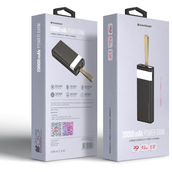 Фото - Батарея мобільна Armorstandart EnergyCore ASB20 PD22.5W 20000mAh Black (ARM80294)