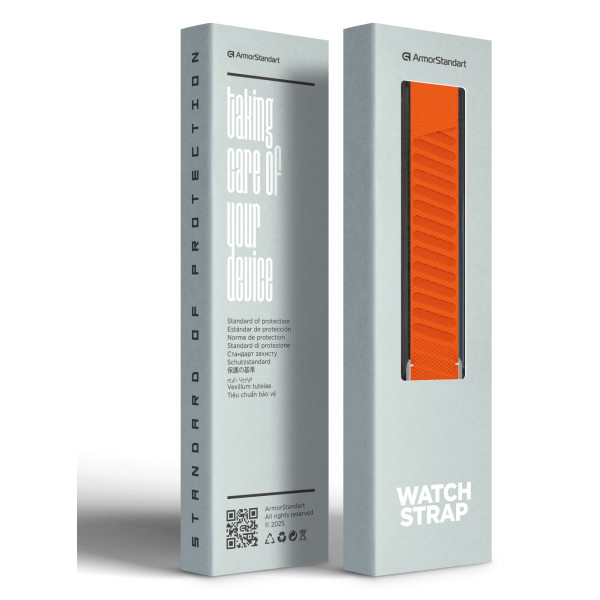 Фото - Ремінець для фітнес-браслета Armorstandart SuperKnit for Whoop 5.0 / MG Orange with Silver (ARM90106)