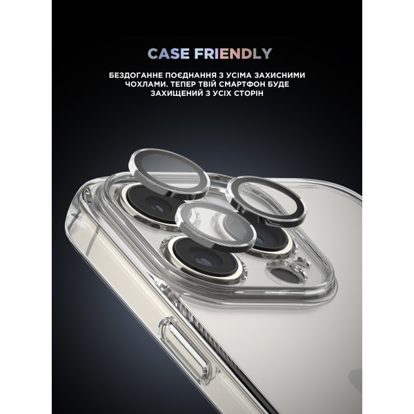 Фото - Захисне скло для смартфону Armorstandart для камери Supreme Black Icon for iPhone 14 Pro/14 Pro Max Silver (ARM76597)