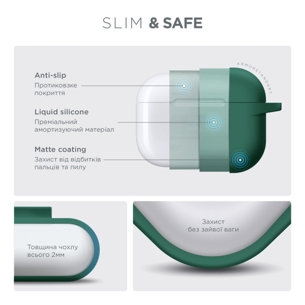 Фото - Чохол для навушників Armorstandart Hang Case for Apple AirPods Pro 2 Pine Green (ARM68590)