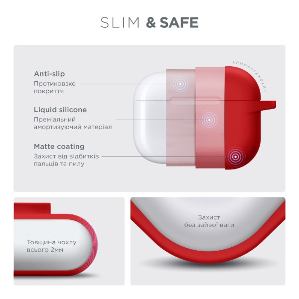 Фото - Чохол для навушників Armorstandart Hang Case for Apple AirPods Pro 2 Red (ARM68597)