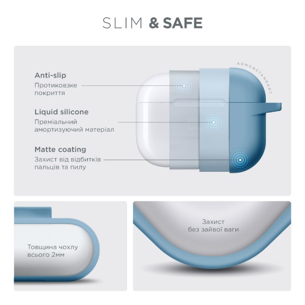 Фото - Чохол для навушників Armorstandart Hang Case for Apple AirPods Pro 3 Light Blue (ARM88313)
