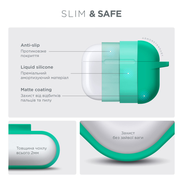 Фото - Чохол для навушників Armorstandart Hang Case for Apple AirPods Pro 3 Mint Green (ARM88277)