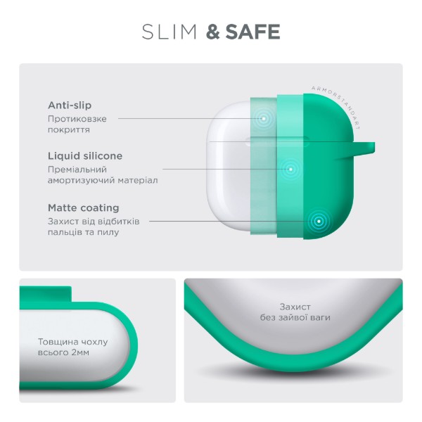 Фото - Чехол для наушников Armorstandart Hang Case for Apple AirPods 4 Mint Green (ARM81287)