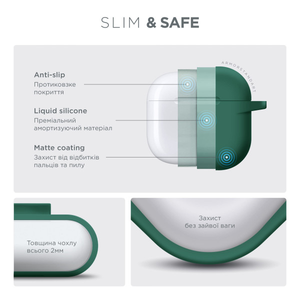Фото - Чохол для навушників Armorstandart Hang Case for Apple AirPods 4 Needle Green (ARM81289)