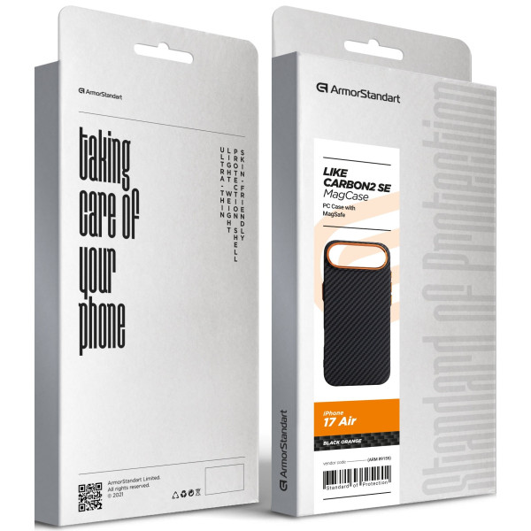 Фото - Чохол для смартфону Armorstandart LikeCarbon2 SE MagCase for Apple iPhone 17 Air Black Orange (ARM89155)