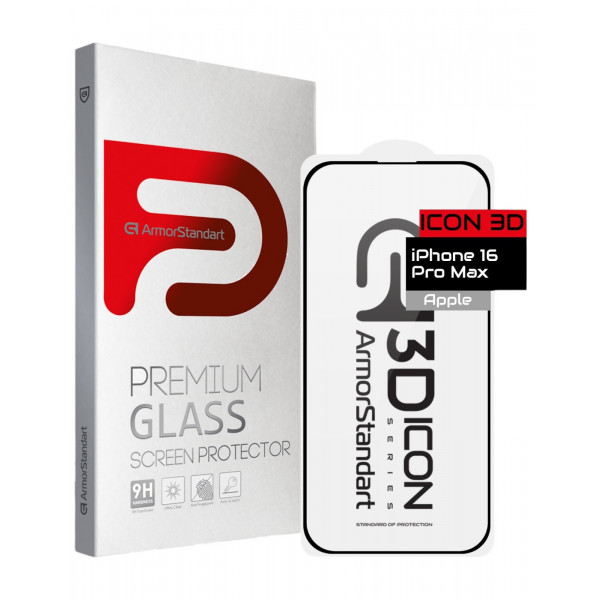 Фото - Захисне скло для смартфону Armorstandart Icon 3D for Apple iPhone 16 Pro Max Black (ARM78030) Фото - Захисне скло для смартфону Armorstandart Icon 3D for Apple iPhone 16 Pro Max Black (ARM78030)
