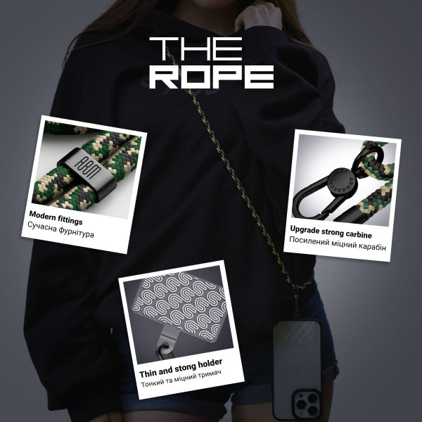 Фото - Ремінець для смартфону Armorstandart Rope Black Military with Clear holder (ARM76092)