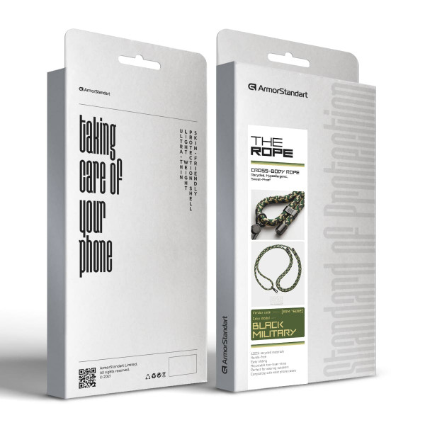 Фото - Ремінець для смартфону Armorstandart Rope Black Military with Clear holder (ARM76092)