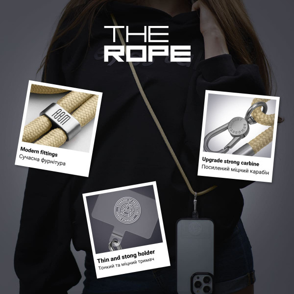 Фото - Ремінець для смартфону Armorstandart Rope Titanium Sand with Clear holder (ARM76101)