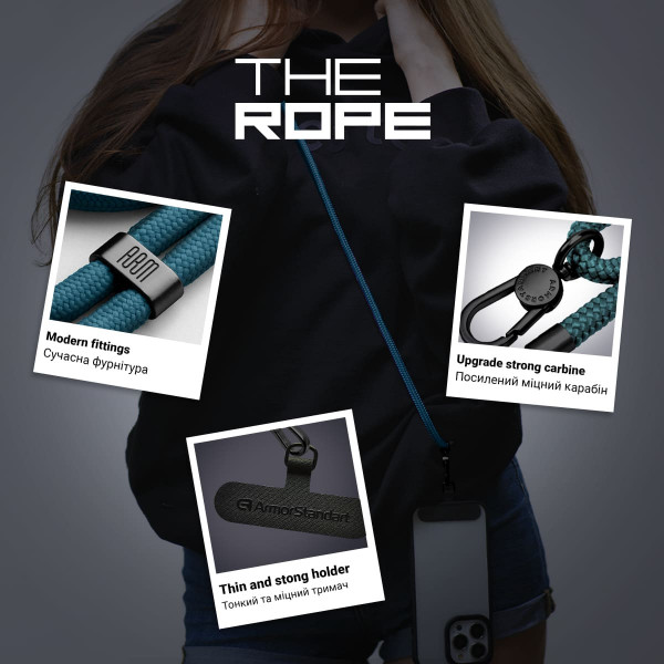 Фото - Ремінець для смартфону Armorstandart Rope Black Denim with Dark holder (ARM76096)