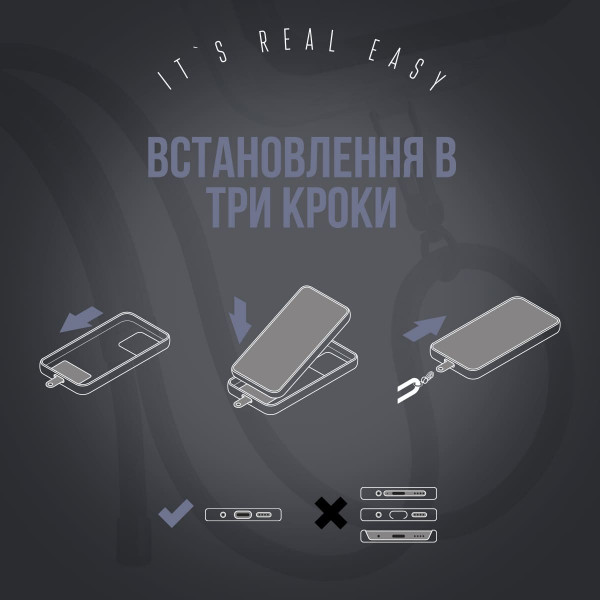 Фото - Ремінець для смартфону Armorstandart Rope Black Monochrome with Clear holder (ARM76091)