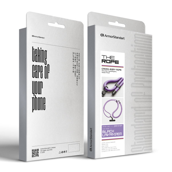 Фото - Ремінець для смартфону Armorstandart Rope Black Lavander with Dark holder (ARM67197)