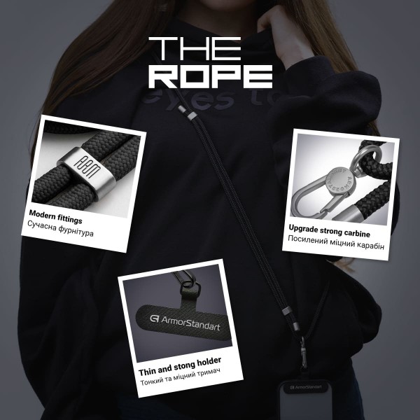 Фото - Ремінець для смартфону Armorstandart Rope Titanium Onyx with Dark holder (ARM76098)