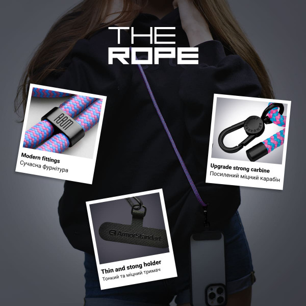 Фото - Ремінець для смартфону Armorstandart Rope Black Unicorn with Dark holder (ARM76095)