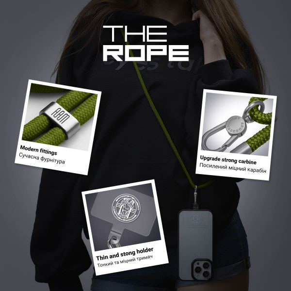 Фото - Ремінець для смартфону Armorstandart Rope Titanium Moss with Clear holder (ARM76100)