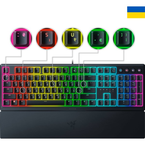 Фото - Клавіатура дротова ігрова Razer Ornata V3 UKR USB Black (RZ03-04462100-R371)