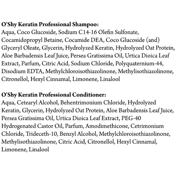 Фото - Шампунь жіночий O'Shy + кондиционер Keratin. Блиск та випрямлення 30 мл (4820195509579)