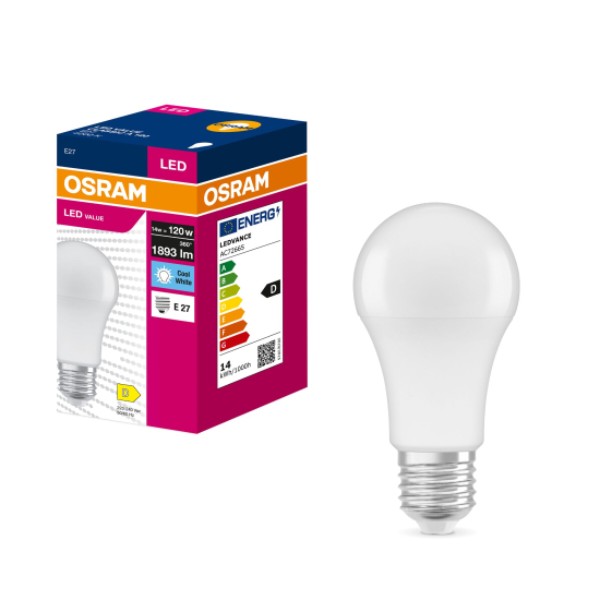 Фото - Лампочка светодиодная Osram LED E27 14Вт 4000К 1893Лм A120 (4099854546044)