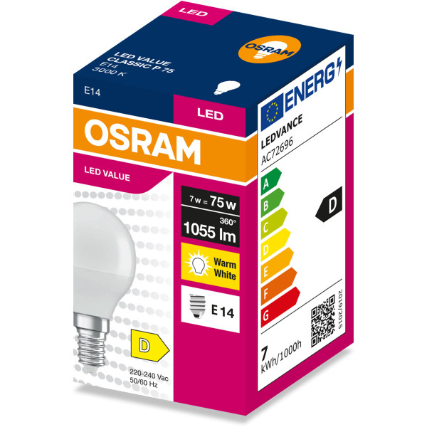 Фото - Лампочка світлодіодна Osram LED E14 7Вт 3000К 1055Лм P75 (4099854547539)