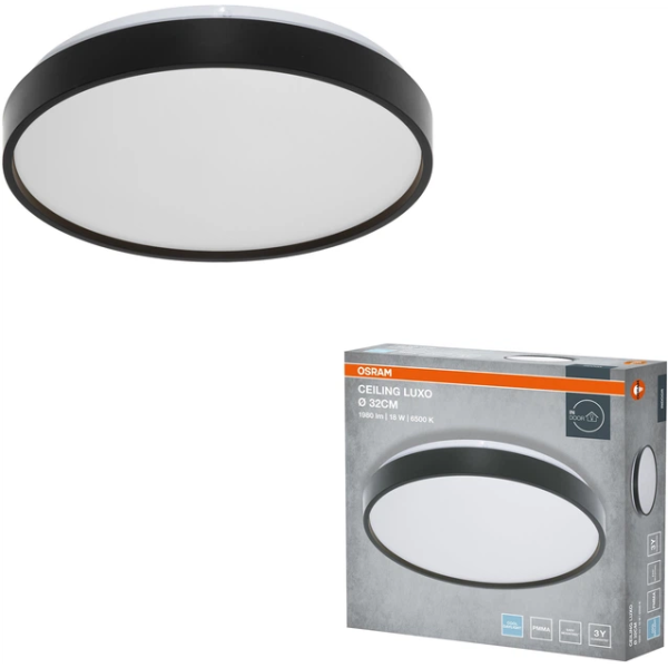 Фото - Світлодіодний світильник Osram CEILING LUXO 18Вт 6500К Black (4099854651007)