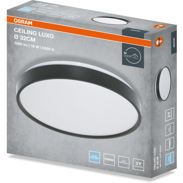 Фото - Світлодіодний світильник Osram CEILING LUXO 18Вт 6500К Black (4099854651007)